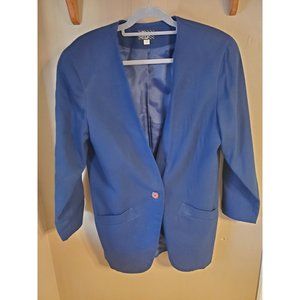 Women's Vintage Navy Blue kgr 100% Wool Blazer, Size 12